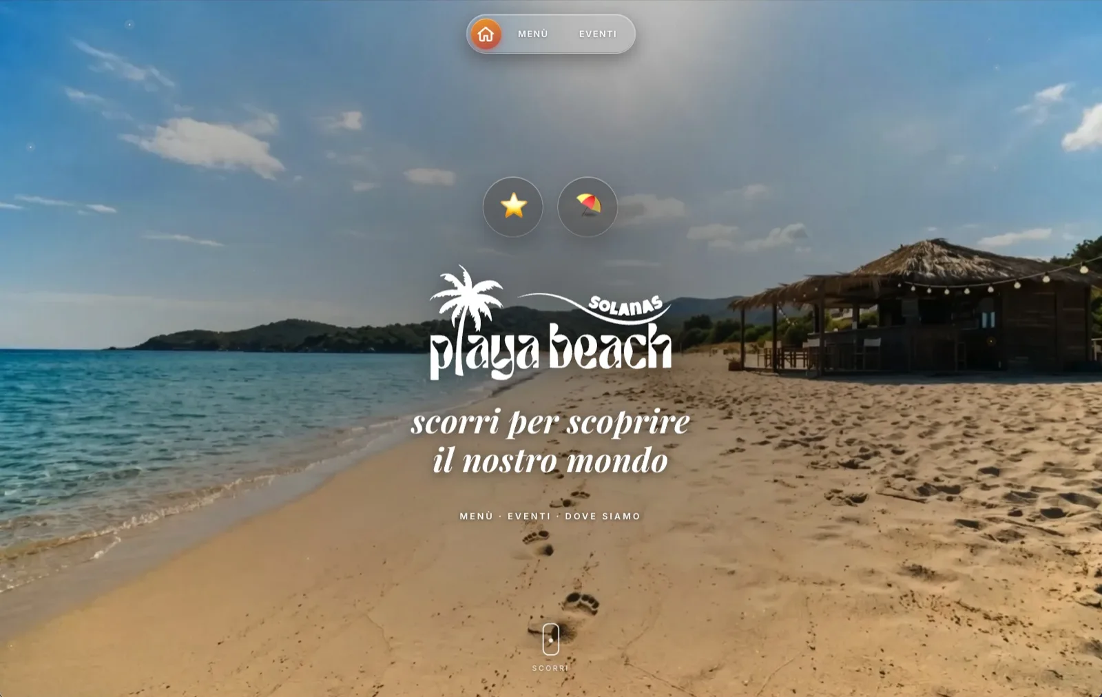 Homepage del sito Playa Beach Solanas, beach club a Solanas in Sardegna